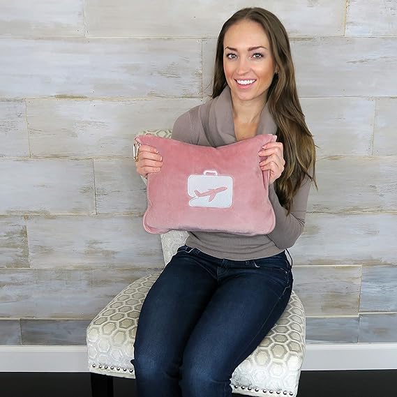 EverSnug Travel Blanket and Pillow - Ultra-Soft, Compact & Lightweight, 65x40 Inches, with Carry Case, Luggage Sleeve & Backpack Clip for Airplane Comfort (Light Pink) - Image 4