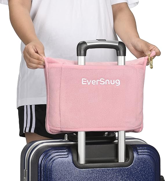 EverSnug Travel Blanket and Pillow - Ultra-Soft, Compact & Lightweight, 65x40 Inches, with Carry Case, Luggage Sleeve & Backpack Clip for Airplane Comfort (Light Pink) - Image 3