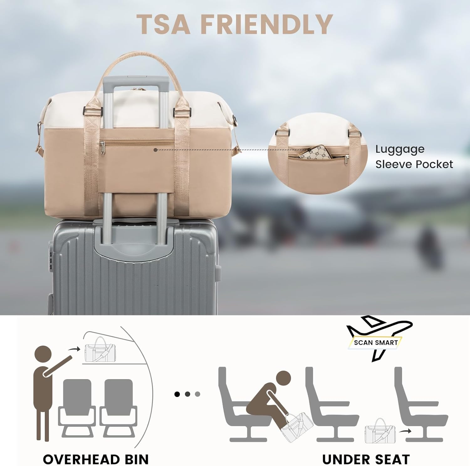 Weekender Bag for Women Cute Travel Tote Bag Gym Duffel Bag with Toiletry Bag Carry On Bag Overnight Hospital Bag - Image 2
