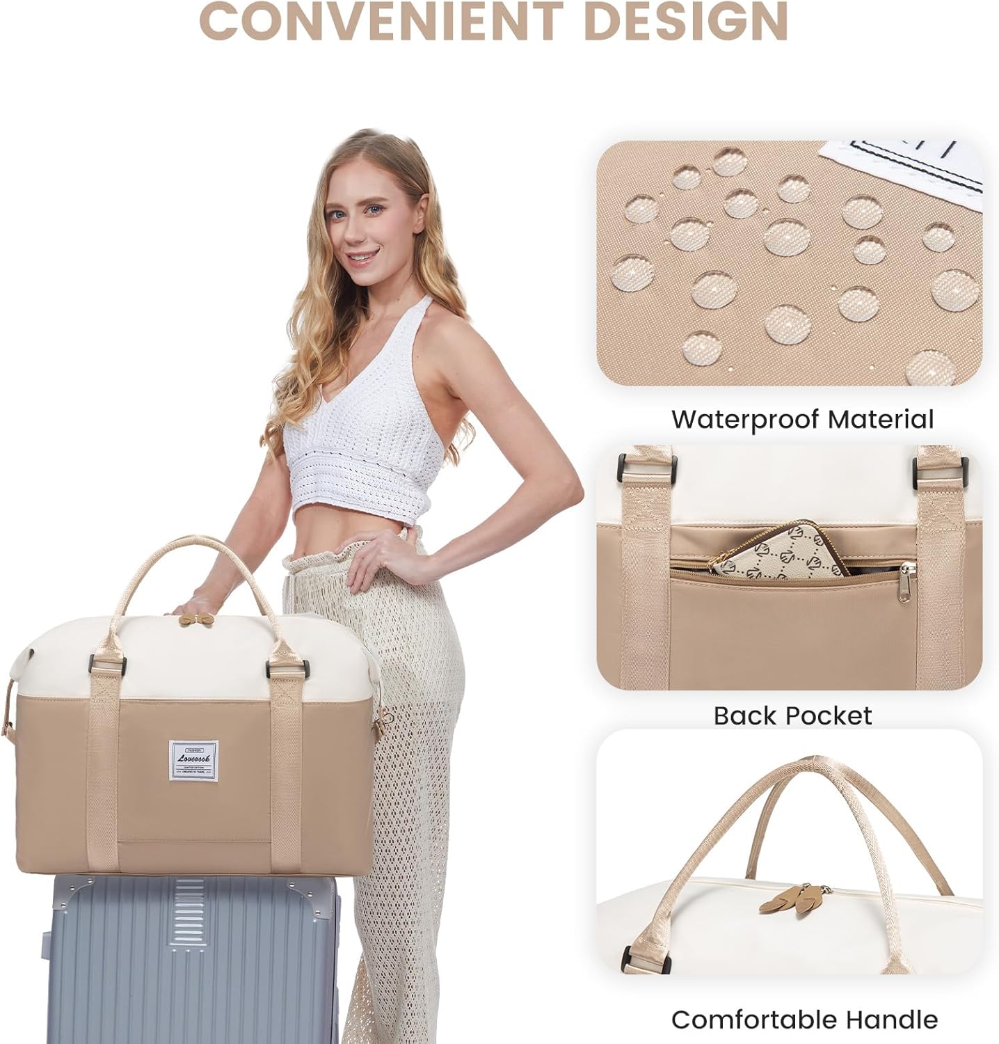 Weekender Bag for Women Cute Travel Tote Bag Gym Duffel Bag with Toiletry Bag Carry On Bag Overnight Hospital Bag - Image 5