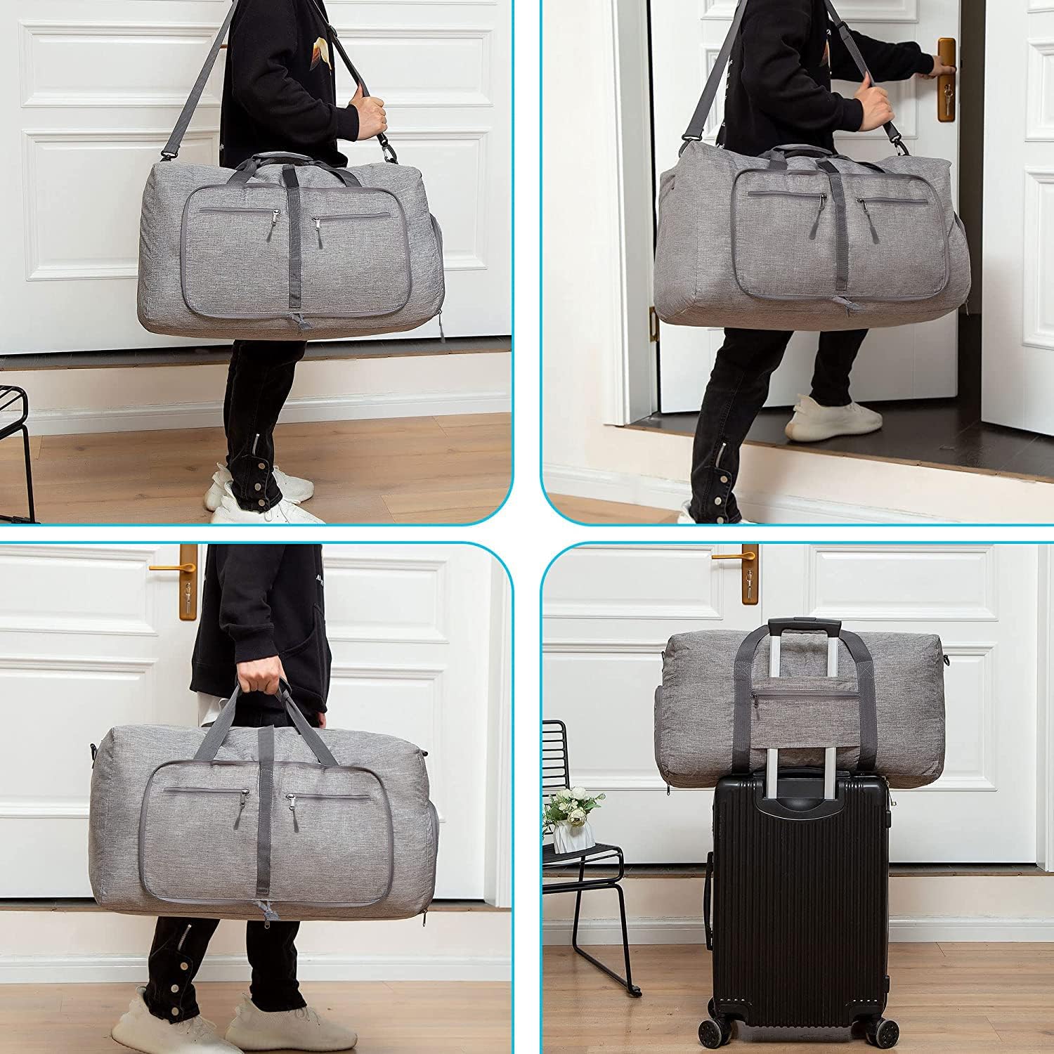 Travel Duffle Bag for Men, 65L 85L 115L Foldable Travel Duffel Bag with Shoes Compartment Overnight Bag for Men Women - Image 5